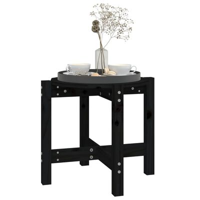 vidaXL fekete tömör fenyőfa dohányzóasztal Ø 52,5 x 45 cm