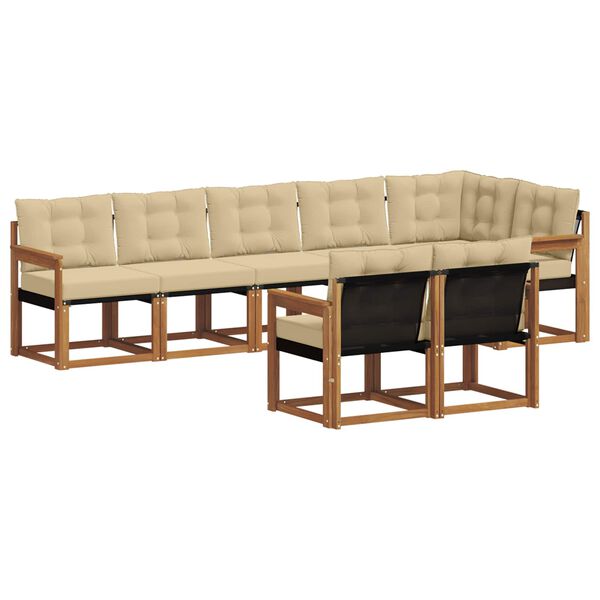 vidaXL K&uuml;lt&eacute;ri kanap&eacute; szett p&aacute;rn&aacute;val 8 pcs Term&eacute;szetes &eacute;s b&eacute;zs