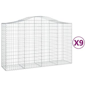 vidaXL 9 db &iacute;ves horganyzott vas gabion kos&aacute;r 200x50x120/140 cm