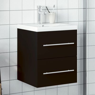 vidaXL fekete fürdőszobai mosdószekrény beépített mosdókagylóval