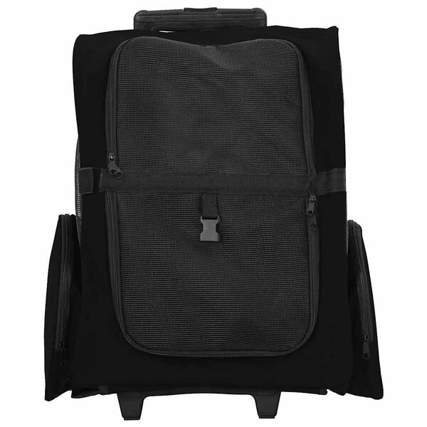 vidaXL 3 az 1-ben kis&aacute;llatsz&aacute;ll&iacute;t&oacute; kocsi fekete diz&aacute;jnnal, 48 x 32 x (57-106) cm, Oxford sz&ouml;vet