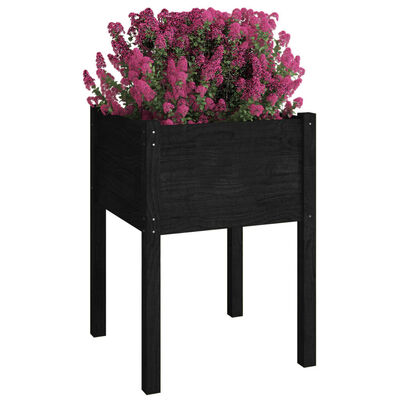 vidaXL 2 db fekete tömör fenyőfa kerti virágtartó 50 x 50 x 70 cm