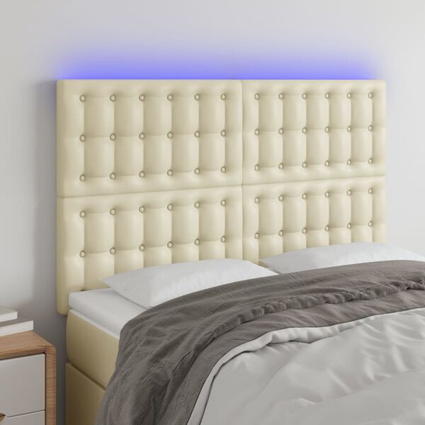 vidaXL kr&eacute;msz&iacute;nű műbőr LED-es fejt&aacute;mla 144x5x118/128 cm