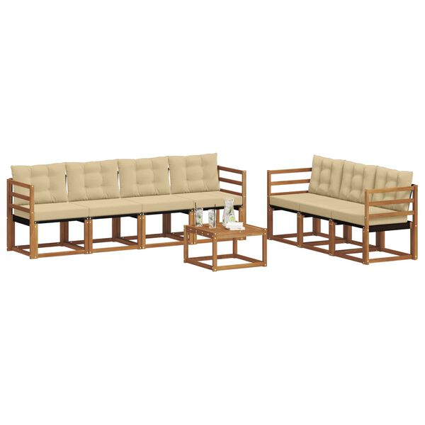 vidaXL K&uuml;lt&eacute;ri kanap&eacute; szett p&aacute;rn&aacute;val 8 pcs Term&eacute;szetes &eacute;s b&eacute;zs