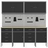 vidaXL Munkaszekr&eacute;ny fi&oacute;kkal z&aacute;rral 10 pcs Fekete Műszaki fa &eacute;s ac&eacute;l