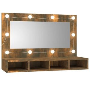 vidaXL f&uuml;st&ouml;s t&ouml;lgy sz&iacute;nű t&uuml;kr&ouml;s szekr&eacute;ny LED-ekkel 90 x 31,5 x 62 cm