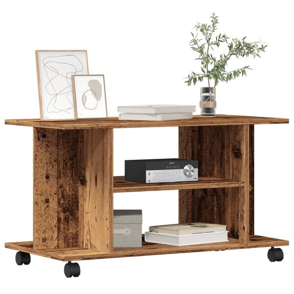 vidaXL antik fa sz&iacute;nű szerelt fa TV-szekr&eacute;ny g&ouml;rgőkkel 80 x 40 x 45 cm