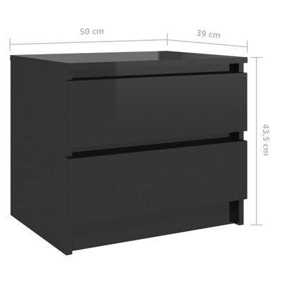 vidaXL magasfényű fekete forgácslap éjjeliszekrény 50 x 39 x 43,5 cm