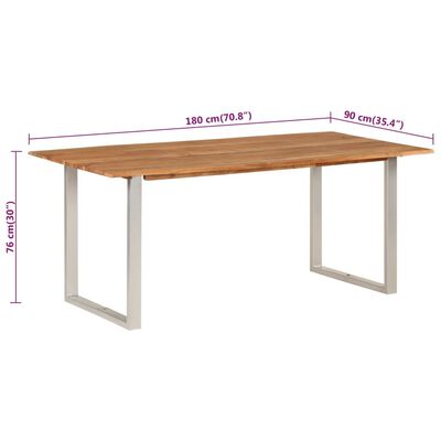 vidaXL tömör akácfa étkezőasztal 180 x 90 x 76 cm