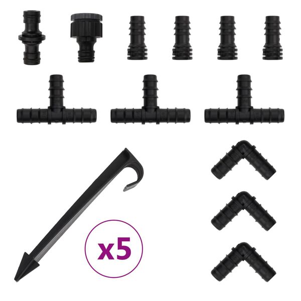 vidaXL fekete gumi kerti esőztető tömlő 0,6" 10 m