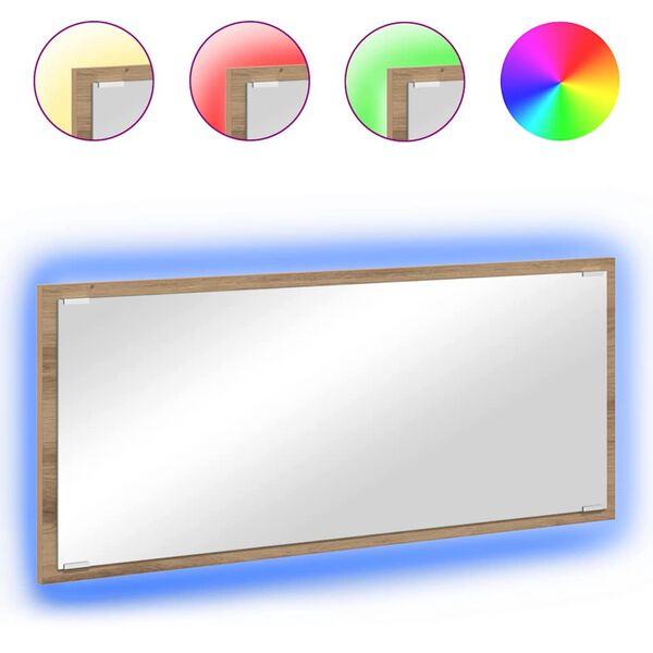 vidaXL T&uuml;k&ouml;r LED -es l&aacute;mp&aacute;kkal Artisan t&ouml;lgy 90 x 8,5 x 37 cm Faanyag