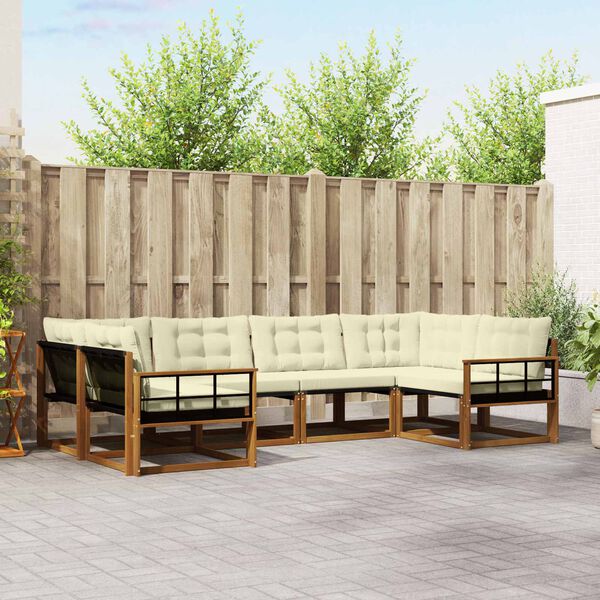 vidaXL K&uuml;lt&eacute;ri kanap&eacute; szett p&aacute;rn&aacute;val 6 pcs Term&eacute;szetes &eacute;s kr&eacute;msz&iacute;nű