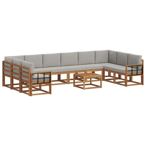 vidaXL K&uuml;lt&eacute;ri kanap&eacute; szett 11 pcs Term&eacute;szetes &eacute;s Vil&aacute;gossz&uuml;rke