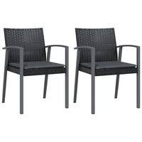 vidaXL 2 db fekete polyrattan kerti szék párnával 56,5 x 57 x 83 cm