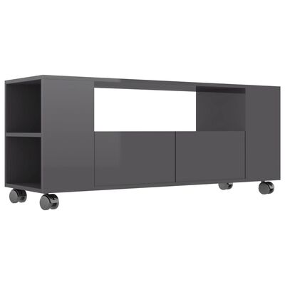 vidaXL szürke magasfényű szerelt fa TV-szekrény 120x35x48 cm