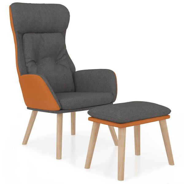 vidaXL s&ouml;t&eacute;tsz&uuml;rke műbőr &eacute;s sz&ouml;vet pihenőfotel l&aacute;btart&oacute;val