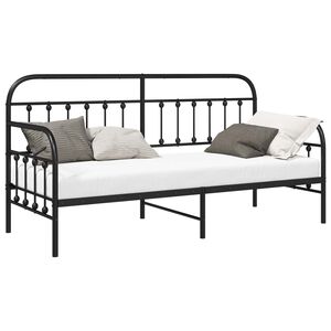 vidaXL Nappali &aacute;gykeret Fekete 75 x 190 cm Porsz&oacute;rt ac&eacute;l