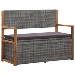 vidaXL sz&uuml;rke polyrattan &eacute;s t&ouml;m&ouml;r ak&aacute;cfa t&aacute;rol&oacute;pad 115 cm