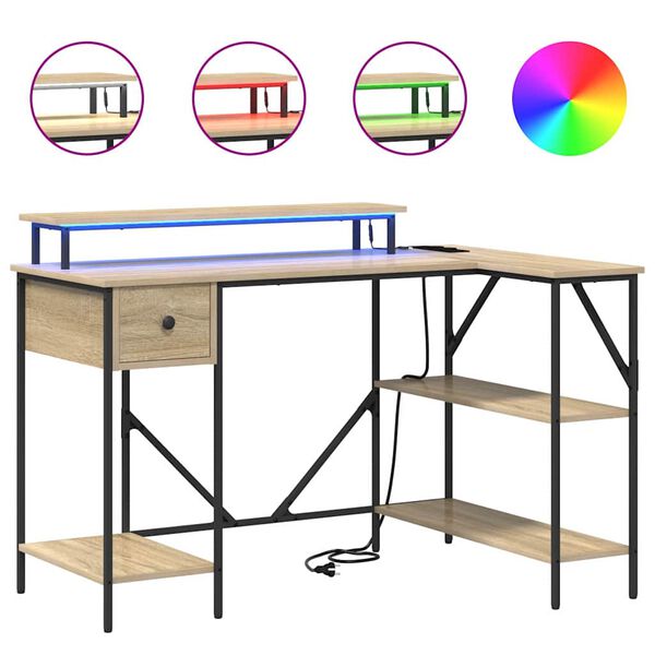 vidaXL Asztal fi&oacute;kkal Sonoma t&ouml;lgy 120 x 79 x 86,5 cm Faanyag