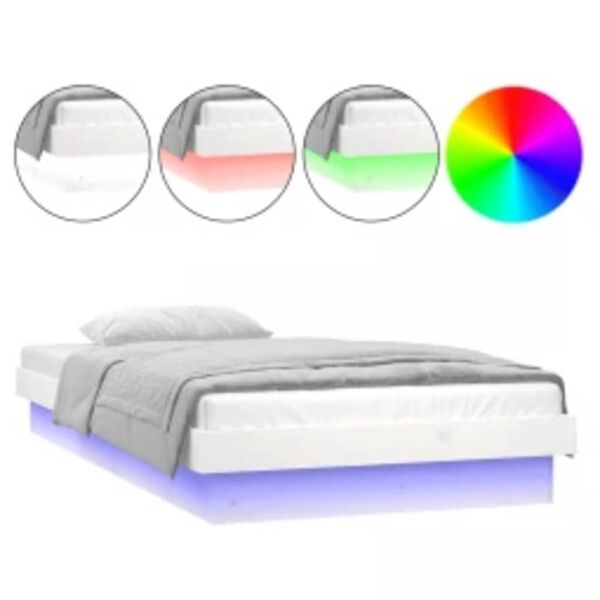 vidaXL feh&eacute;r t&ouml;m&ouml;r fa &aacute;gykeret LED-vil&aacute;g&iacute;t&aacute;ssal 90 x 200 cm