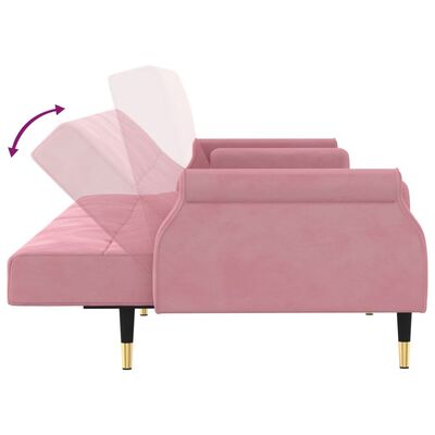 vidaXL rózsaszín bársony kanapéágy párnákkal