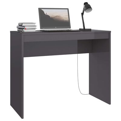 vidaXL magasfényű szürke szerelt fa íróasztal 90 x 40 x 72 cm