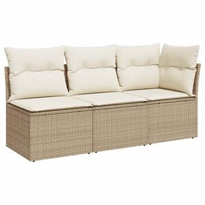 vidaXL 3 szem&eacute;lyes b&eacute;zs polyrattan kerti kanap&eacute; p&aacute;rn&aacute;val