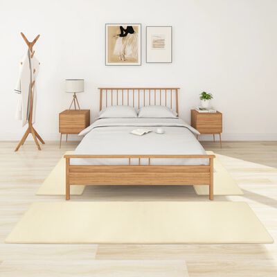 vidaXL 3 db krémszínű magas szálú bozontos ágy előtti szőnyeg