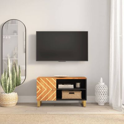 vidaXL barna és barna tömör mangófa TV-szekrény 80x31,5x46 cm