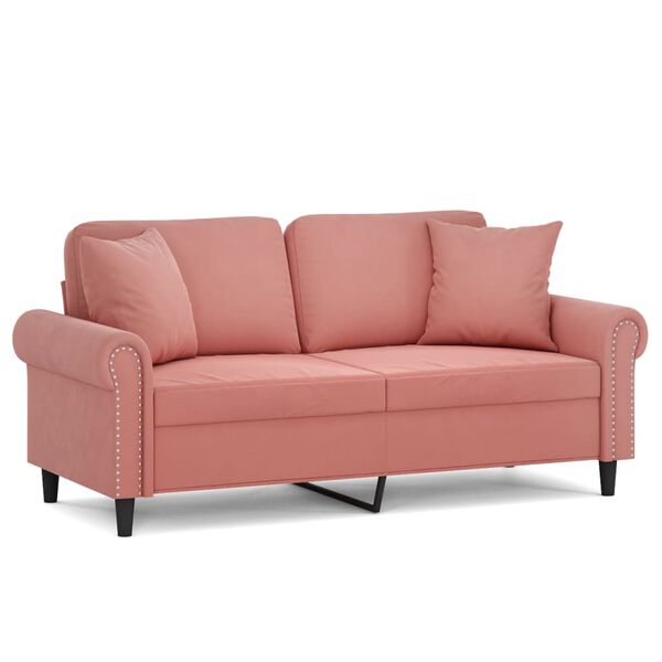 vidaXL 2 szem&eacute;lyes r&oacute;zsasz&iacute;n b&aacute;rsony kanap&eacute; p&aacute;rn&aacute;kkal 140 cm