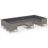 vidaXL 11 r&eacute;szes sz&uuml;rke polyrattan kerti &uuml;lőgarnit&uacute;ra p&aacute;rn&aacute;kkal