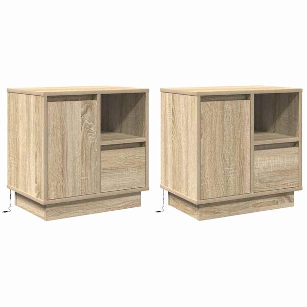 vidaXL &Eacute;jjeliszekr&eacute;ny 2 pcs Sonoma t&ouml;lgy 50 x 34,5 x 50 cm Faanyag
