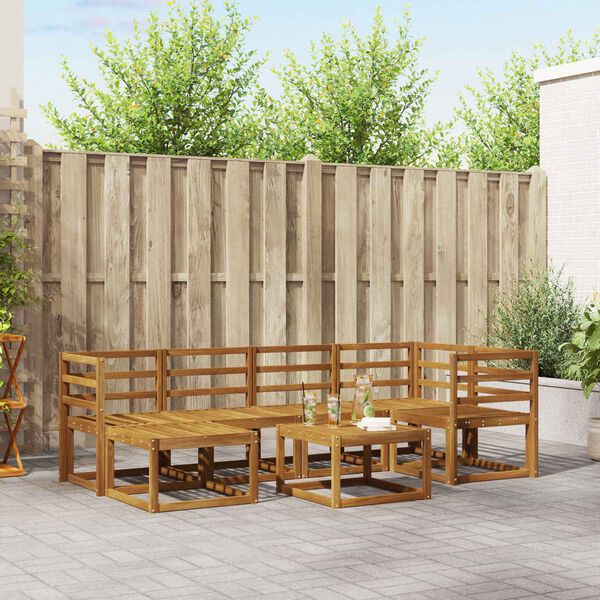 vidaXL K&uuml;lt&eacute;ri kanap&eacute; szett 7 pcs Term&eacute;szetes T&ouml;m&ouml;r Ak&aacute;cfa