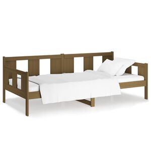vidaXL m&eacute;zbarna t&ouml;m&ouml;r fenyőfa kanap&eacute;&aacute;gy 90x200 cm