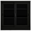 vidaXL fekete acél tolóajtós szekrény 90 x 40 x 90 cm