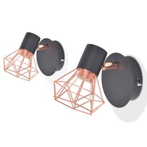 vidaXL 2 db fekete &eacute;s s&aacute;rgar&eacute;z falil&aacute;mpa E14