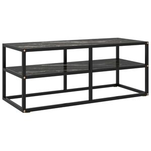 vidaXL fekete TV-szekr&eacute;ny fekete m&aacute;rv&aacute;ny mint&aacute;s &uuml;veggel 100x40x40 cm