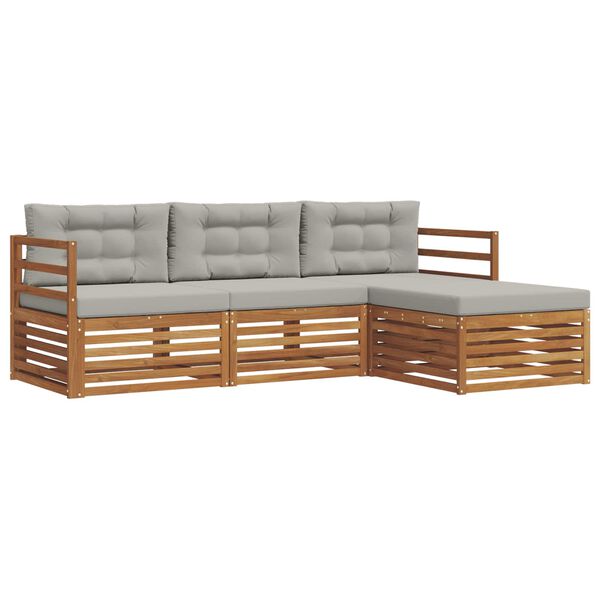 vidaXL K&uuml;lt&eacute;ri kanap&eacute; szett 4 pcs Term&eacute;szetes &eacute;s Vil&aacute;gossz&uuml;rke