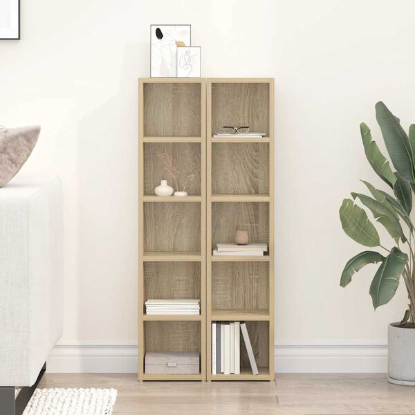 vidaXL 2 db sonoma-t&ouml;lgy forg&aacute;cslap CD-tart&oacute; szekr&eacute;ny 21x16x93,5 cm