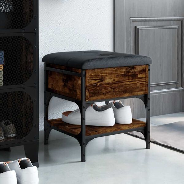 vidaXL f&uuml;st&ouml;s t&ouml;lgy sz&iacute;nű szerelt fa cipőt&aacute;rol&oacute; pad 42 x 42 x 45 cm