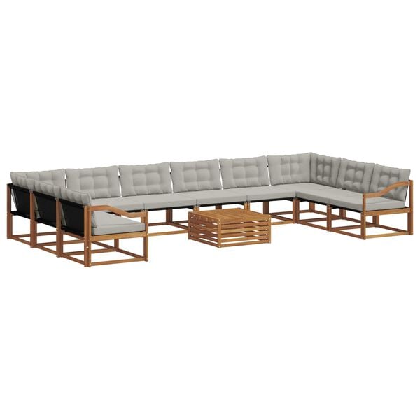 vidaXL K&uuml;lt&eacute;ri kanap&eacute; szett 11 pcs Term&eacute;szetes &eacute;s Vil&aacute;gossz&uuml;rke