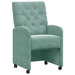 vidaXL Kerekes &Eacute;tkező Sz&eacute;kek 2 db B&aacute;rsony tengerz&ouml;ld 58 x 67 x 97 cm