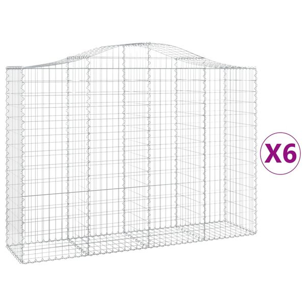 vidaXL 6 db íves horganyzott vas gabion kosár 200x50x140/160 cm