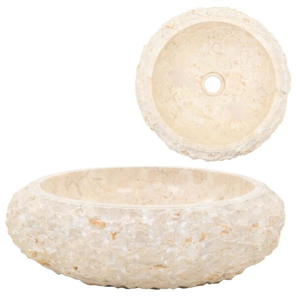 vidaXL krémszínű márvány mosdókagyló 40 x 12 cm