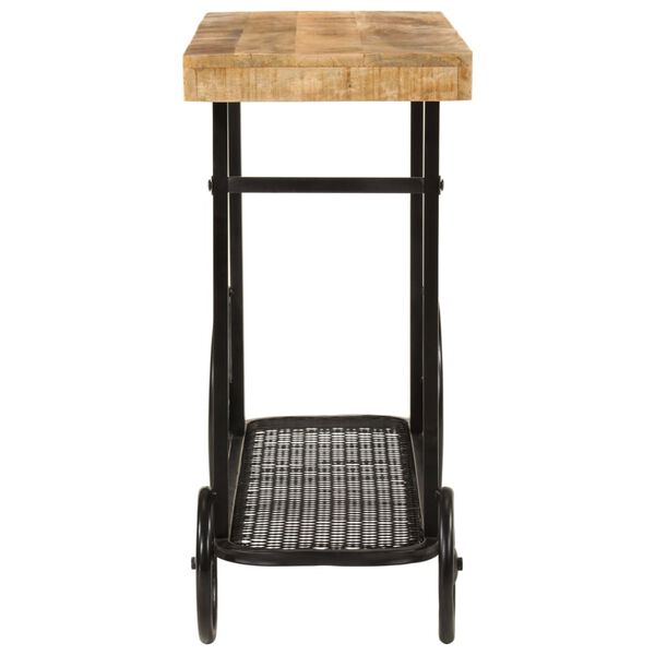 vidaXL tömör mangófa és vas tálalóasztal 112x36x76 cm