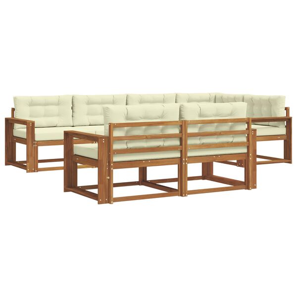 vidaXL K&uuml;lt&eacute;ri kanap&eacute; szett p&aacute;rn&aacute;val 7 pcs Term&eacute;szetes &eacute;s kr&eacute;msz&iacute;nű