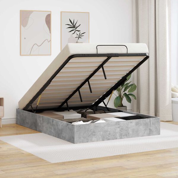 vidaXL Ottom&aacute;n &Aacute;gykeret t&aacute;rol&oacute;val Beton Sz&uuml;rke 150 x 200 cm M&eacute;rn&ouml;ki fa