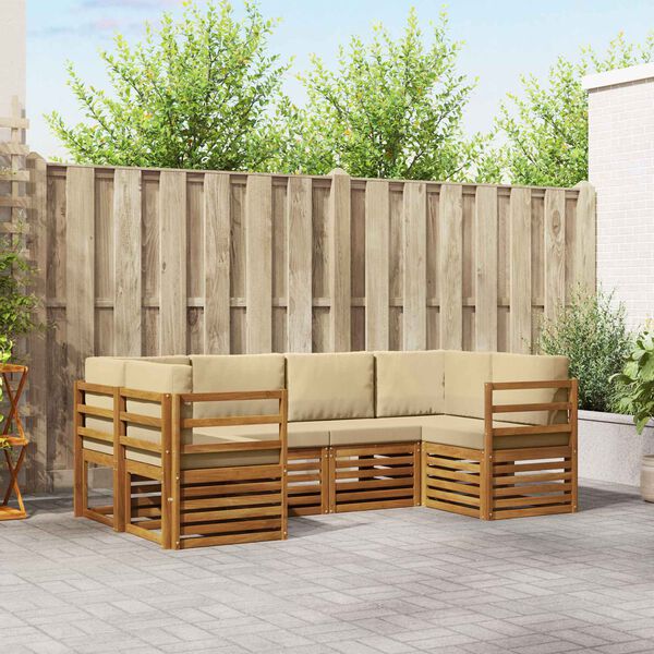 vidaXL Szegment&aacute;lt kanap&eacute; szett 6 pcs Term&eacute;szetes T&ouml;m&ouml;r Ak&aacute;cfa