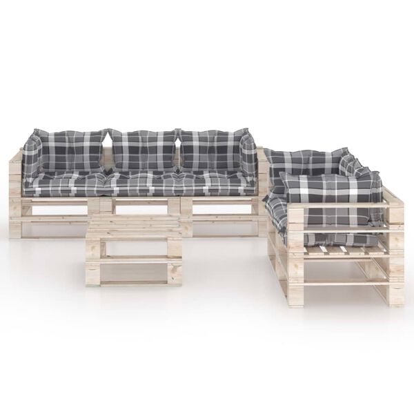 vidaXL 6 r&eacute;szes fenyőfa kerti raklap-b&uacute;torgarnit&uacute;ra p&aacute;rn&aacute;kkal