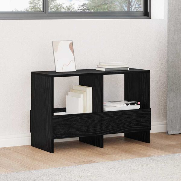 vidaXL Magazin &aacute;llv&aacute;ny Fekete t&ouml;lgy 68,5 x 30 x 45 cm